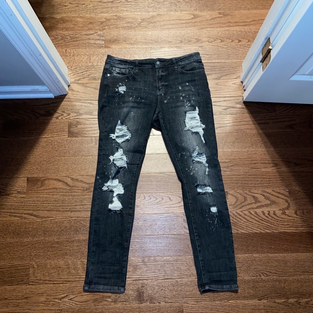 Judy Blue Gray Grey Bleach Jeans Distressed
